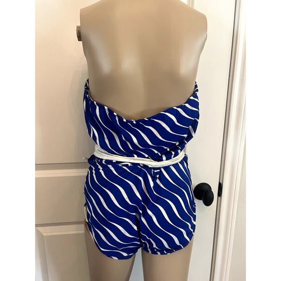 Vintage E Stewart blue and white striped swimsuit - Picture 2 of 11